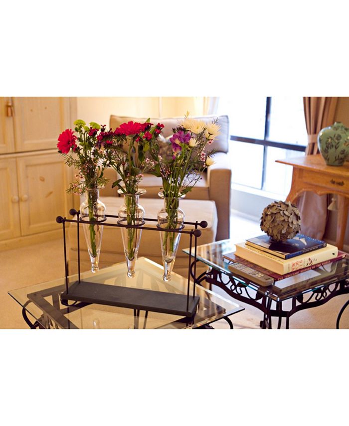 Danya B Triple Clear Amphora on Iron Stand with Finials Vases Macy's