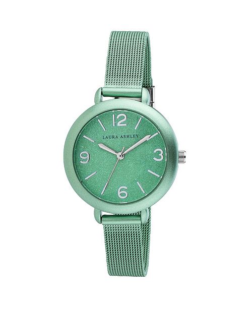 Laura Ashley Green Ladies Glitz Sparkle Dial Spray Mesh Band Watch Reviews Watches Jewelry Watches Macy S