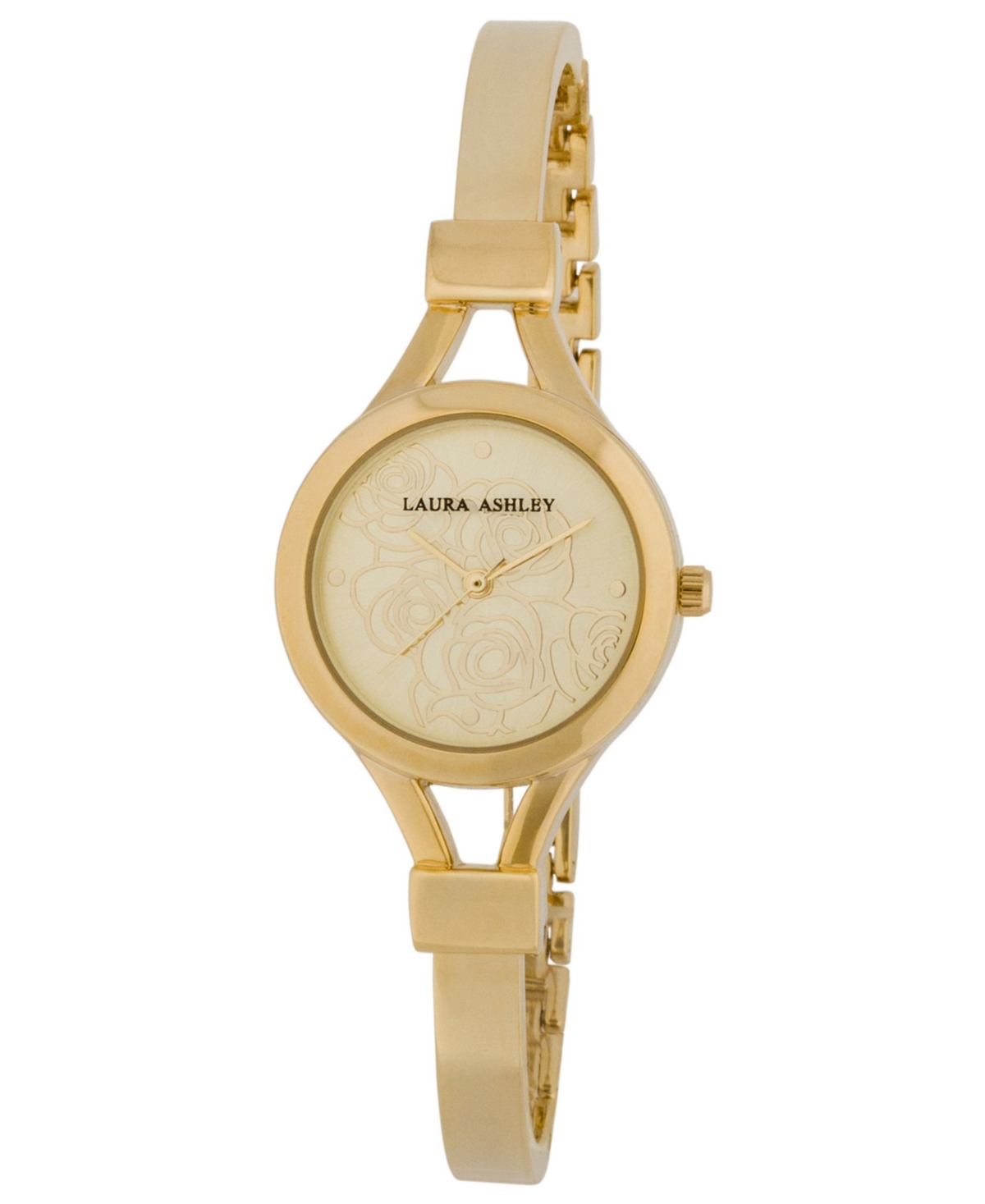 Ladies' Gold Thin Bangle With Floral Dial Watch - Gold