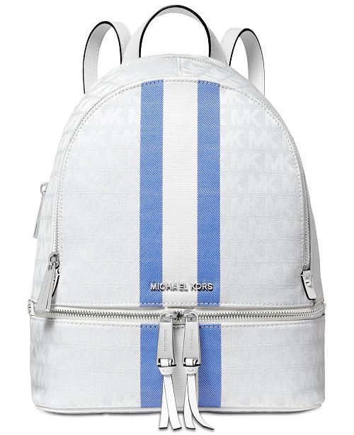 Michael Kors Signature Stripe Rhea Backpack & Reviews - Handbags ...