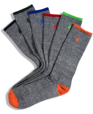image of Polo Ralph Lauren Men-s Socks, Athletic Crew 6 Pack