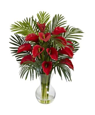 Nearly Natural - Calla Lily and Areca Palm Silk Flower Arrangement
