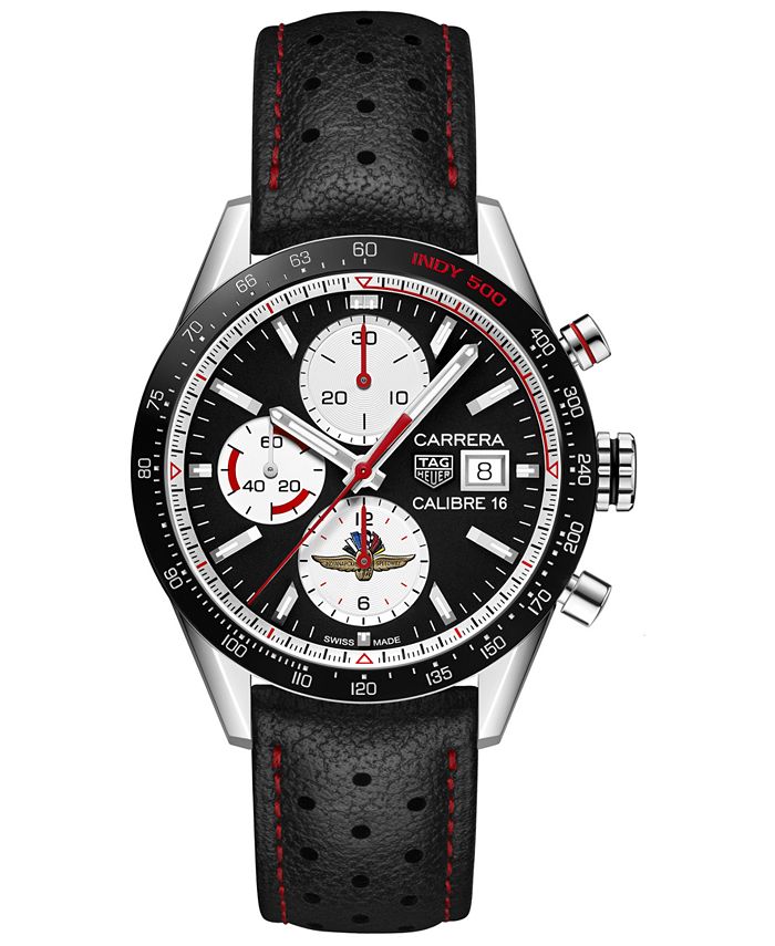 TAG Heuer Men's Swiss Automatic Chronograph Carrera Black Perforated  Leather Strap Watch 41mm - Limited Edition & Reviews - All Watches -  Jewelry & Watches - Macy's
