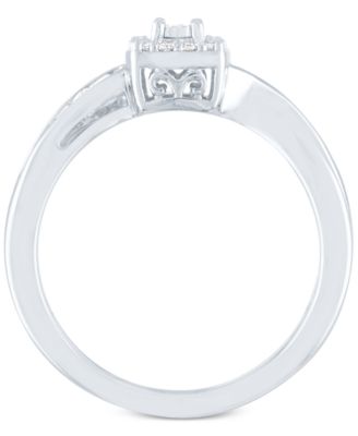 Diamond Square Cluster Promise Ring (1/10 ct. t.w.) in Sterling Silver
