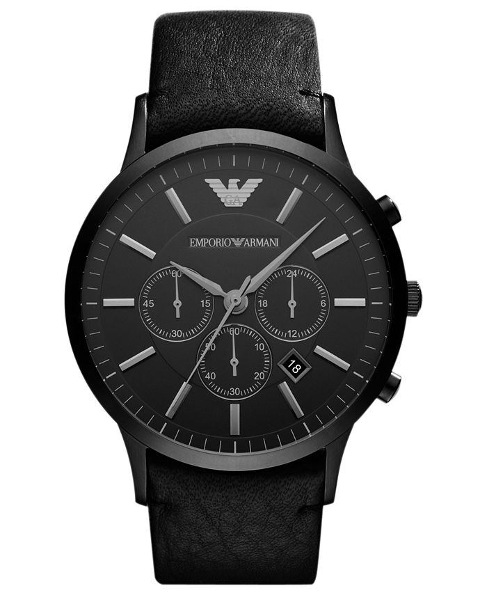 emporio armani watch men's leather strap