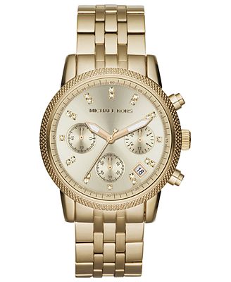 Michael Kors Women's Chronograph Ritz Gold-Tone Stainless Steel ...