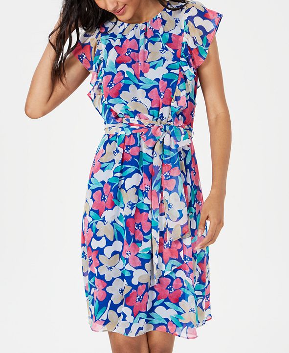 Calvin Klein Floral-Print A-line Dress & Reviews - Dresses - Women - Macy&#39;s