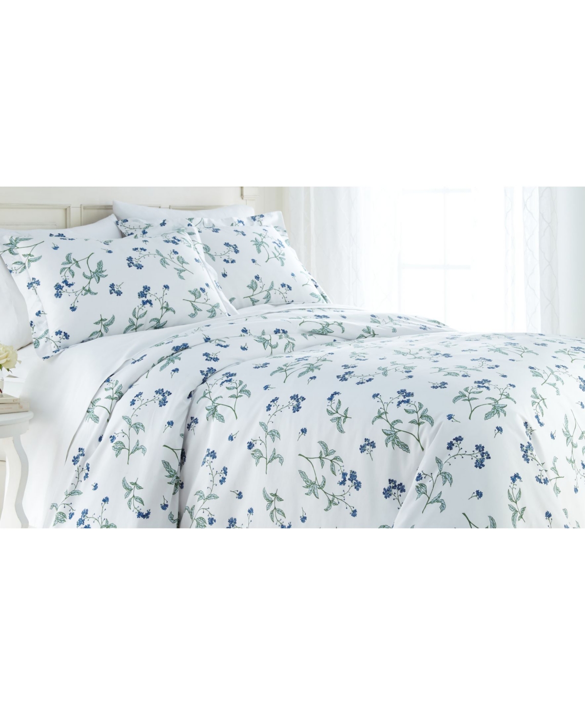 Southshore Fine Linens Forget Me Not Cotton Reversible 3 Piece Duvet Cover and Sham Set,