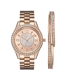Women's Mondrian Jewelry Set Diamond (1/6 ct.t.w.) 18K Rose Gold Plated Stainless Steel Watch