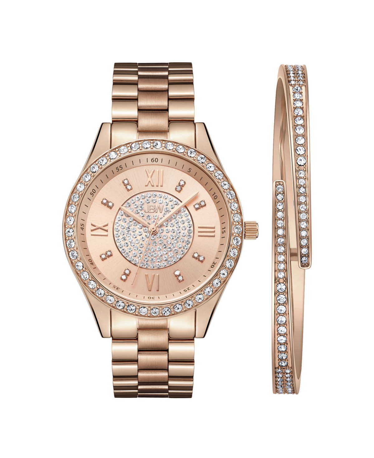 Women's Mondrian Jewelry Set Diamond (1/6 ct.t.w.) 18K Rose Gold Plated Stainless Steel Watch - Gold