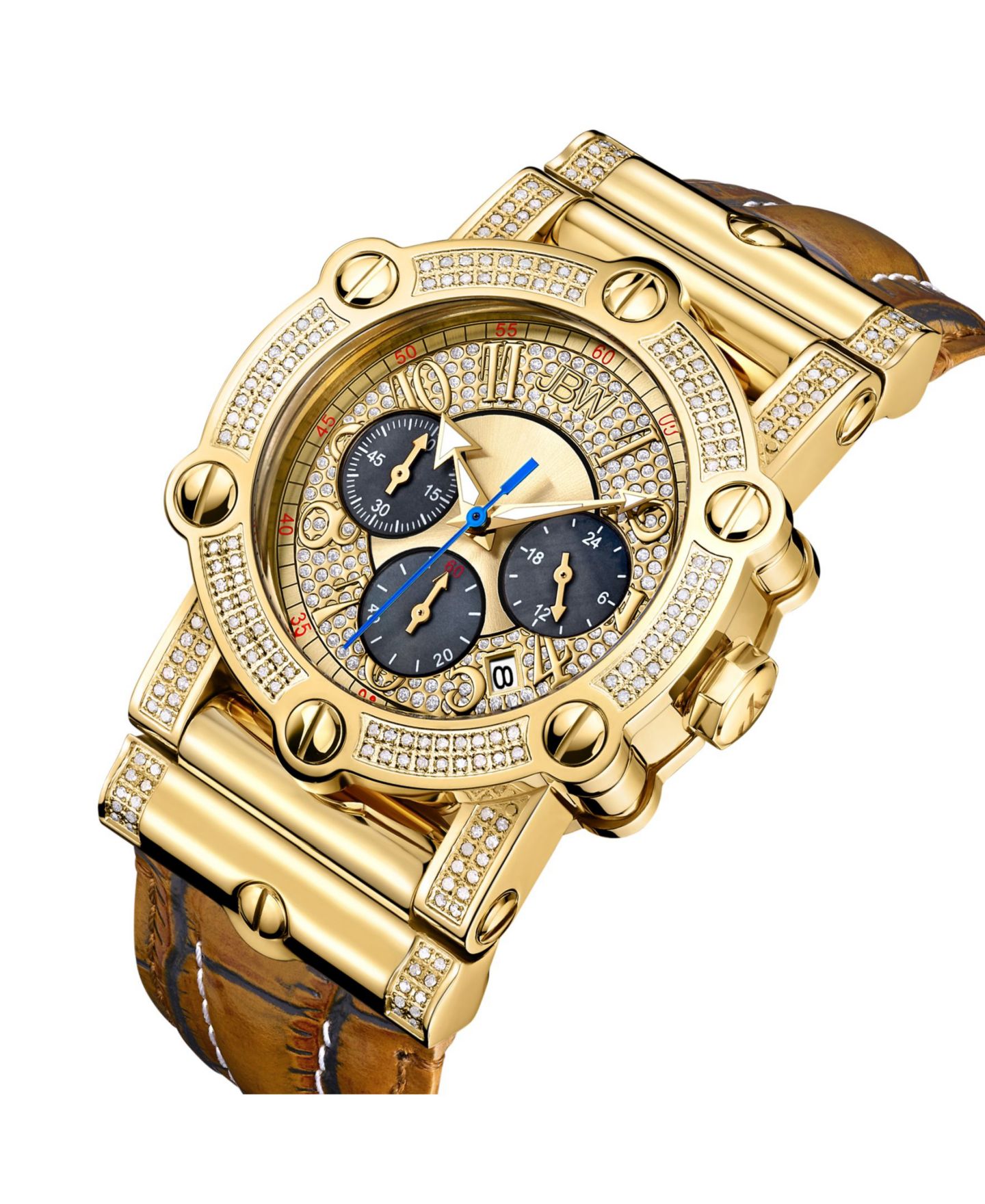 Мужские часы Jbw 10 YR Anniversary Phantom Diamond (1 3/4 ct.t.w.) & Chronograph Watch, цвет: Золотой — фото 2