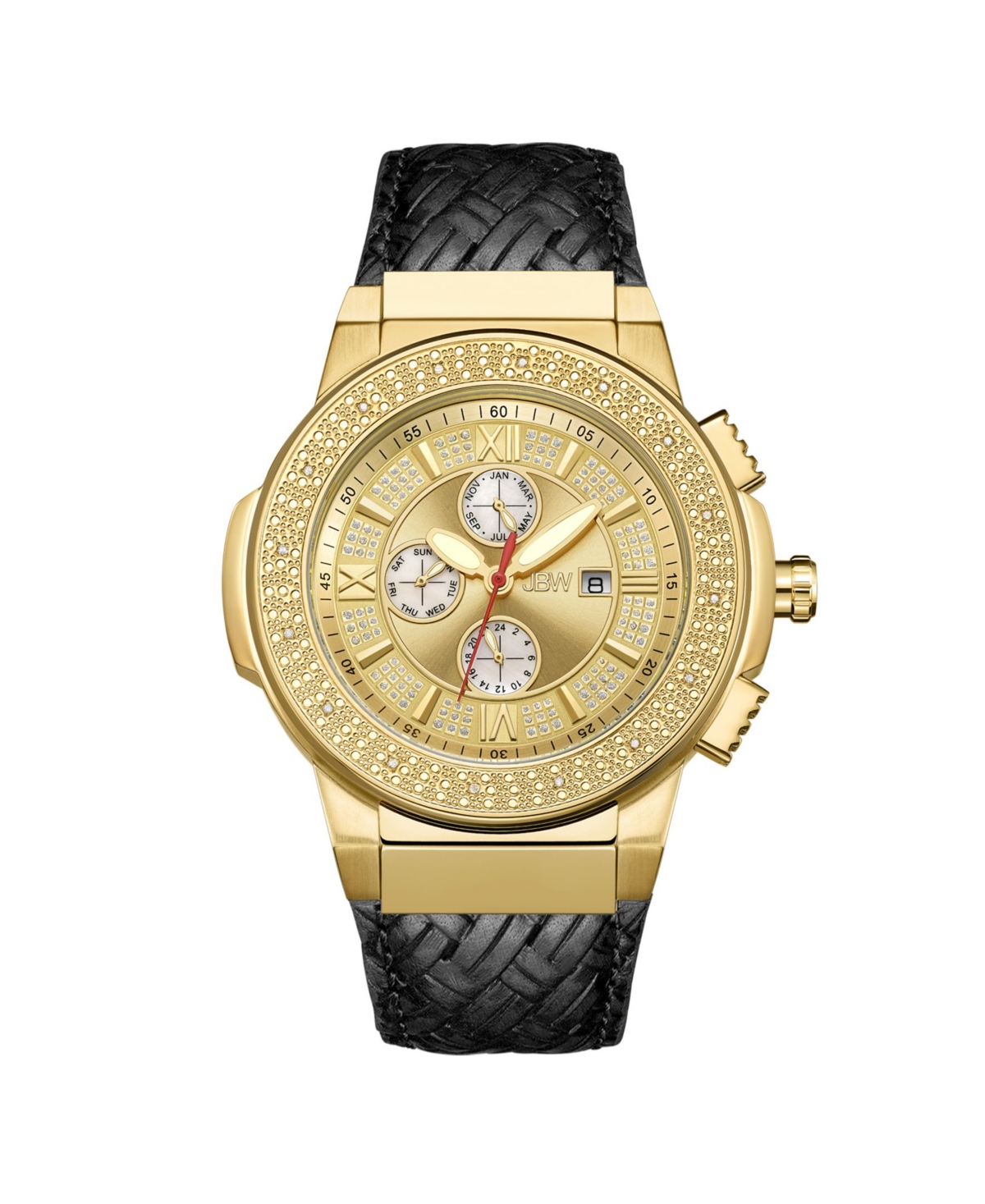 Men's Saxon Diamond (1/6 ct.t.w.) 18k Gold Plated Stainless Steel Watch - Gold