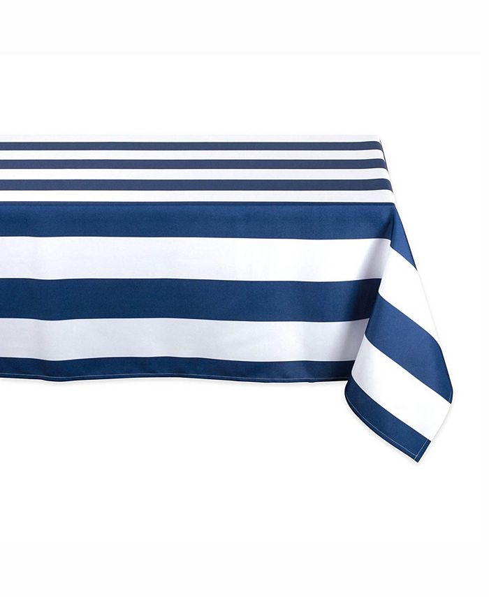Design Imports Nautical Blue Cabana Stripe Outdoor Table cloth 60" X 84
