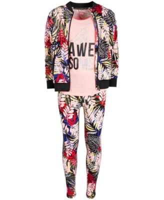 Ideology Big Girls Printed Bomber Jacket, Tank Top & Leggings