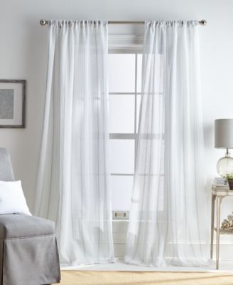 Martha Stewart Collection Hampton Stripe Poletop Curtain Panels Created For Macys In Grey