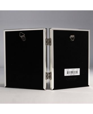 Polished Silver Plate Hinged Double Picture Frame - Bead Border Design - 8" x 10"