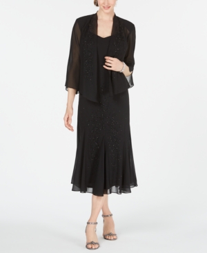 R & M Richards Sleeveless Beaded V-Neck Dress and Jacket
