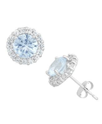 Macy's - 10k White Gold Aqua Stud Earrings