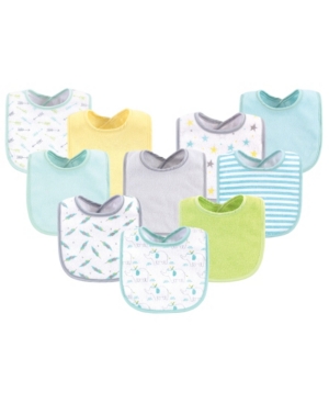 Luvable Friends Drooler Bibs, 10 Pack, One Size In Green