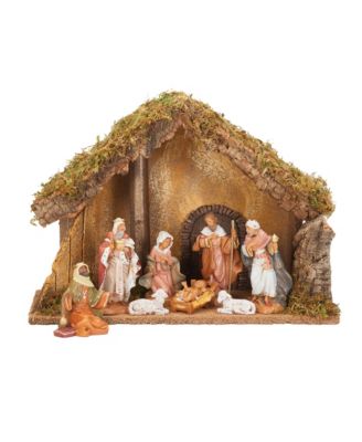 Roman Fontanini - 8 Piece Nativity Set With Italian Stable