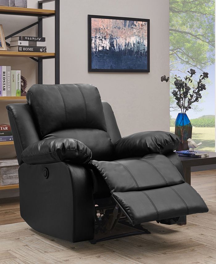 ProLounger Black Renu Leather Electric Wall Hugger Recliner Macy's