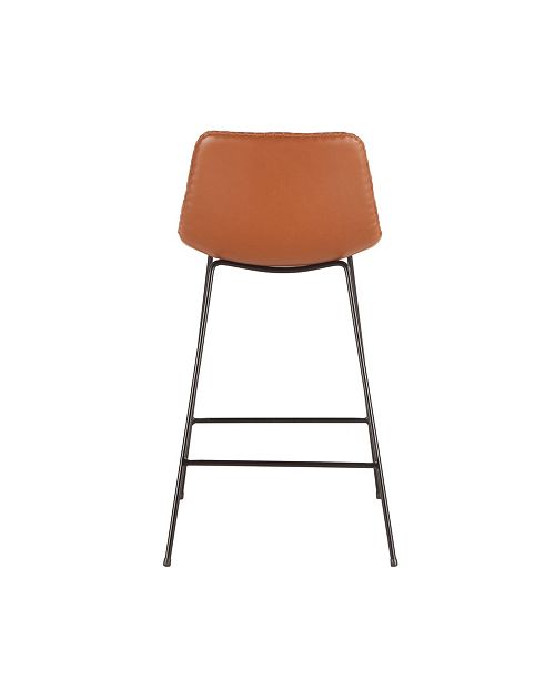 World Interiors Hudson Faux Camel Leather Counter Chairs, Set of 2