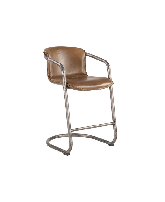 World Interiors Chiavari Distressed Leather Counter Chairs, Set of 2