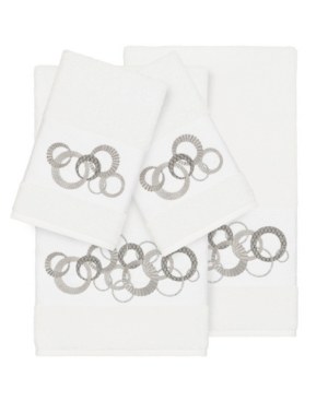 Linum Home Turkish Cotton Annabelle 4-pc. Embellished Towel Set Bedding In White