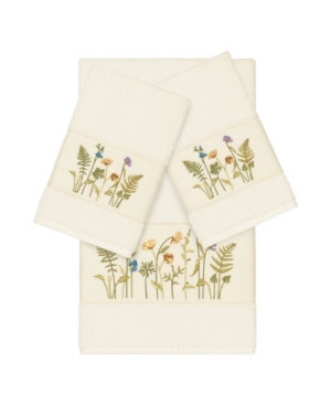 Linum Home Turkish Cotton Serenity 3-pc. Embellished Towel Set In Cream