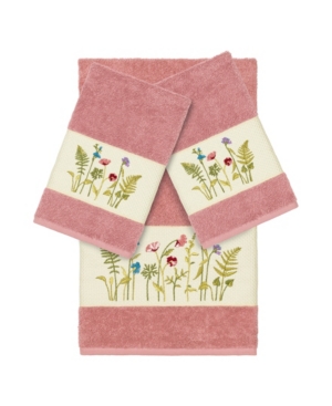 Linum Home Turkish Cotton Serenity 3-pc. Embellished Towel Set Bedding In Tea Rose