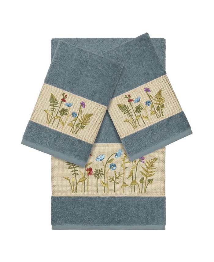 Linum Home - Turkish Cotton Serenity 3-Pc. Embellished Towel Set