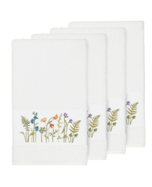 Linum Home Turkish Cotton Serenity 4-pc. Embellished Bath Towel Set Bedding In White