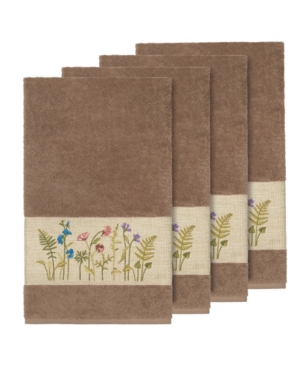 Linum Home Turkish Cotton Serenity 4-pc. Embellished Bath Towel Set In Latte