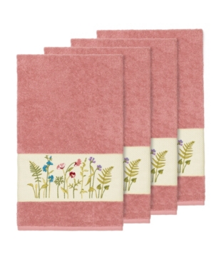 Linum Home Turkish Cotton Serenity 4-pc. Embellished Bath Towel Set Bedding In Tea Rose