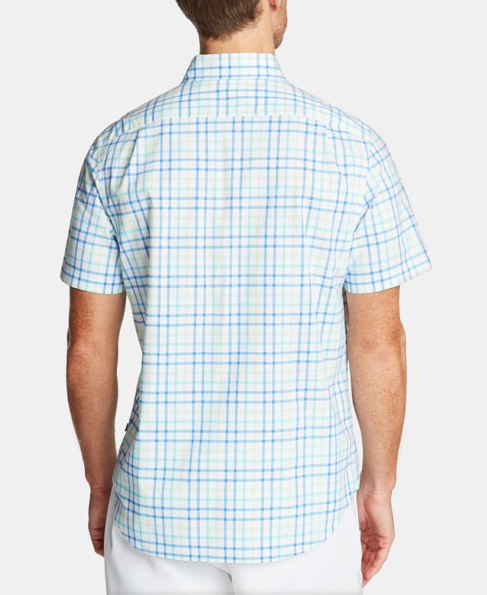 Nautica Men's Classic Fit Blue Sail Casual Plaid Shirt Red Size Small