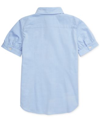 Girls' 7-16 Short-Sleeve Solid Oxford Top
