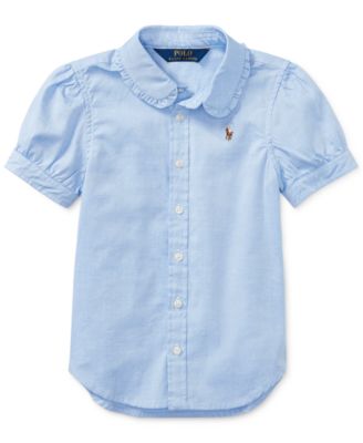 Girls 2T-6X Short-Sleeve Solid Oxford Shirt