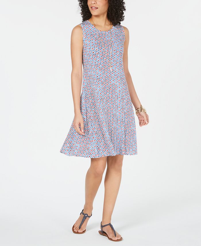 Style & Co Printed Sleeveless Swing Dress, Created for Macy's - Macy's