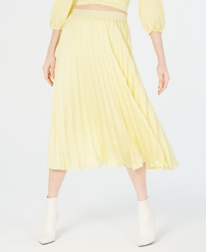Lucy Paris Pleated Midi Skirt In Yellow | ModeSens