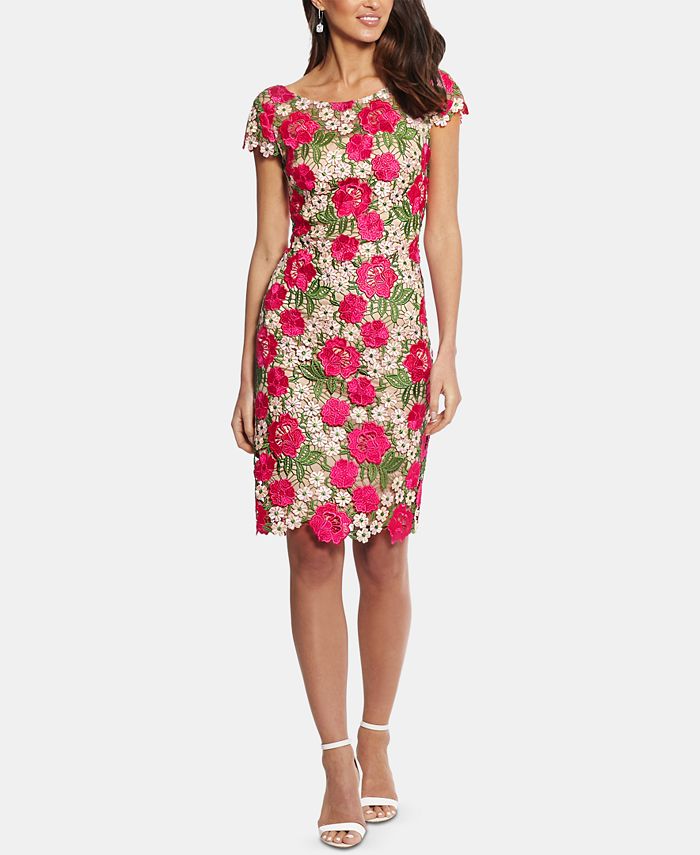 XSCAPE Petite Floral-Lace Sheath Dress - Macy's