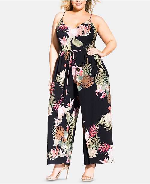 City Chic Trendy Plus Size Floral Print Jumpsuit Reviews Pants