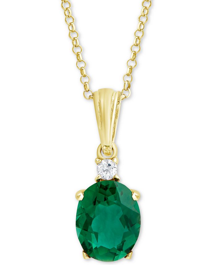 Macy's - Green Quartz (2-3/8 ct. t.w.) & White Topaz Accent 18" Pendant Necklace in 18k Gold-Plated Sterling Silver