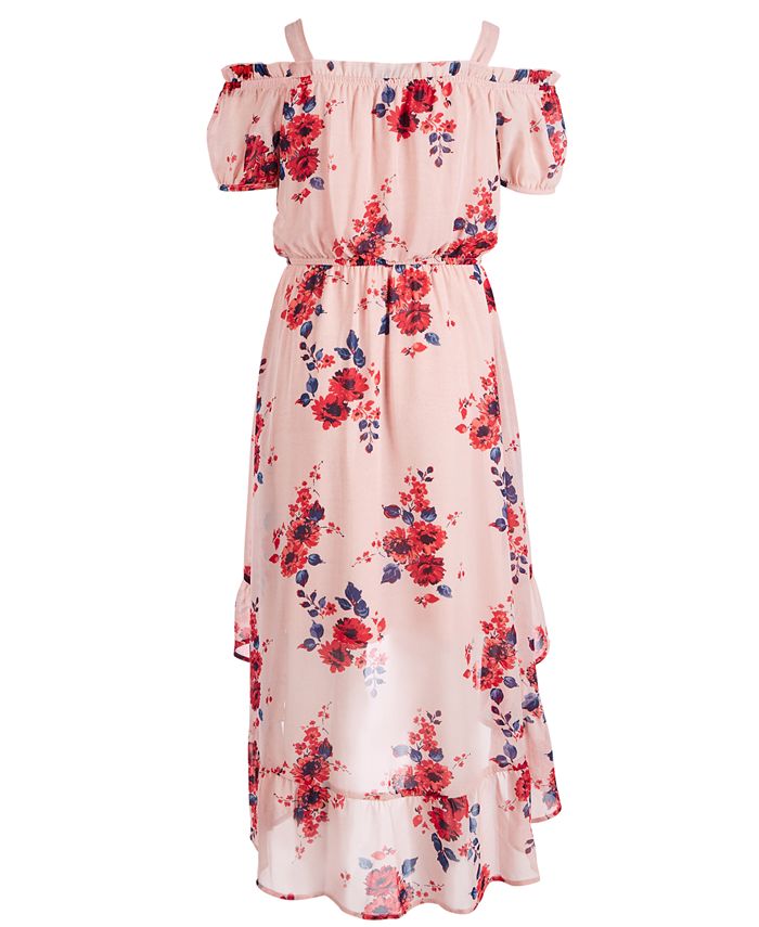 Sequin Hearts Big Girls Floral-Print Cold-Shoulder Dress - Macy's