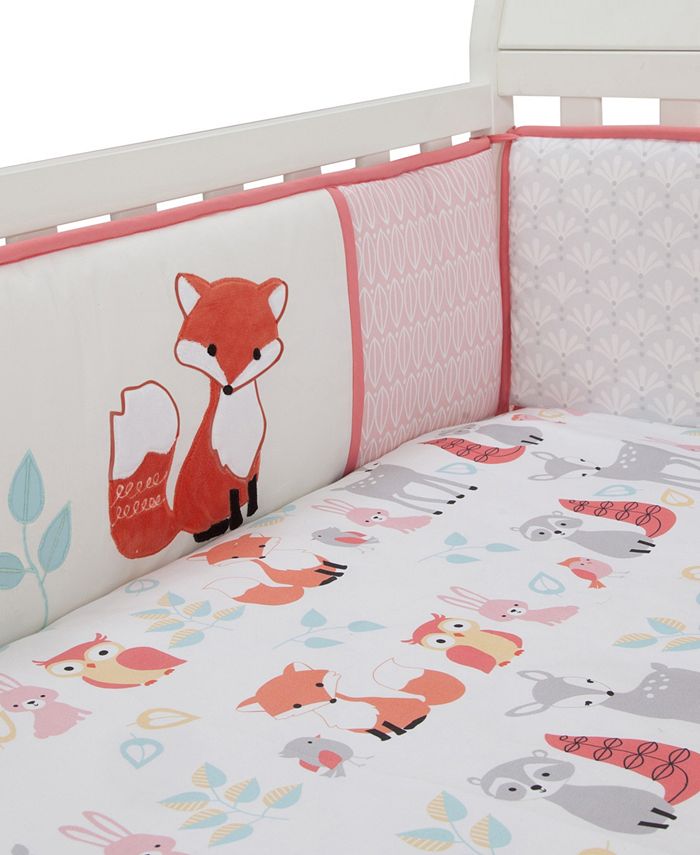 Lambs & Ivy Little Woodland Fox and Raccoon 4Piece Baby Crib Bumper