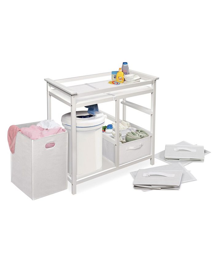 Badger Basket Modern Baby Changing Table with Hamper and 3 Baskets