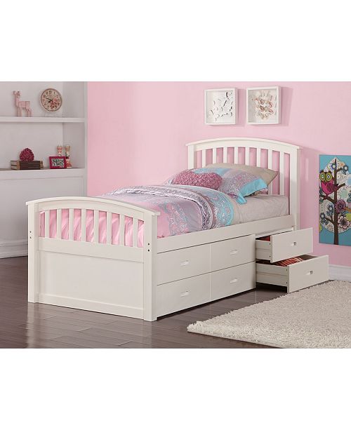 Donco Kids Twin Spindle Mission Captains Bed With 6 Drawers