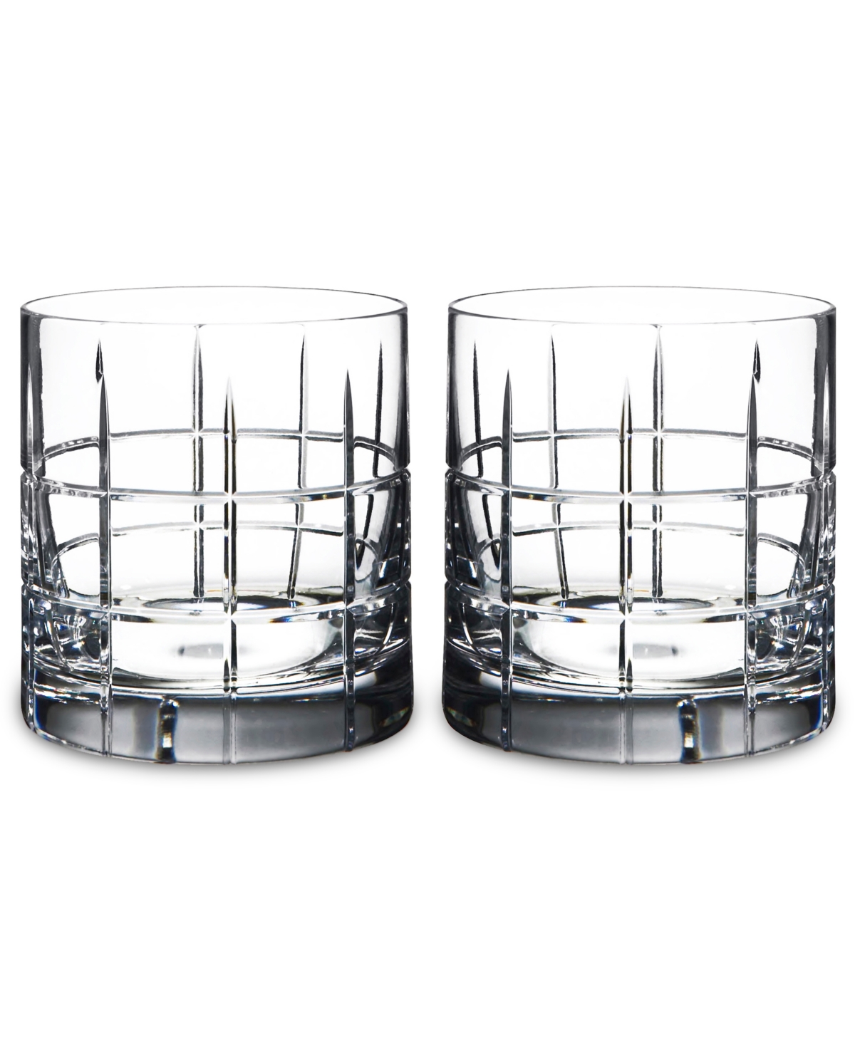 ORREFORS SET OF 2 STREET DOUBLE OLD-FASHIONED GLASSES