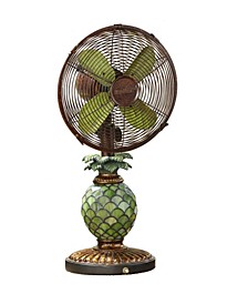 Table Fan with Lamp- Mosaic Glass Pineapple