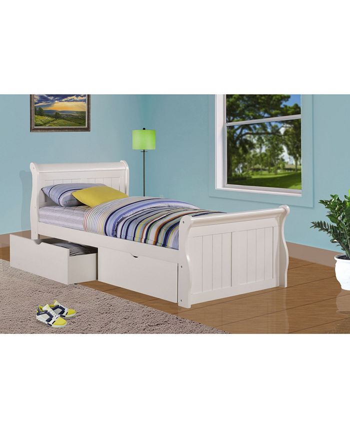 Donco Kids Twin Sleigh Bed with Dual Underbed Drawers Macy s