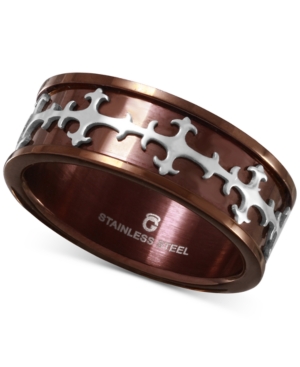 image of Men-s Two-Tone Embellished Ring in Stainless Steel